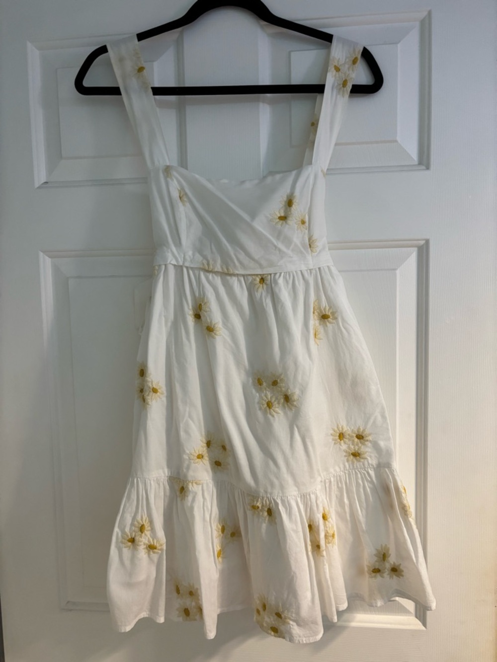 Urban Outfitters White Mini Dress with Yellow Floral Embroidery